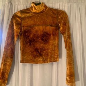 Crushed velvet orange turtle neck